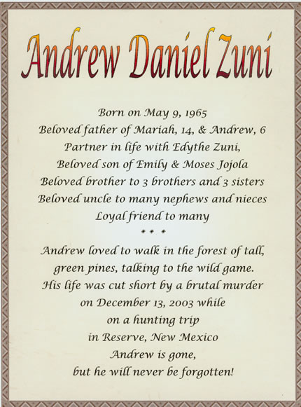 Memorial Andrew Daniel Zuni